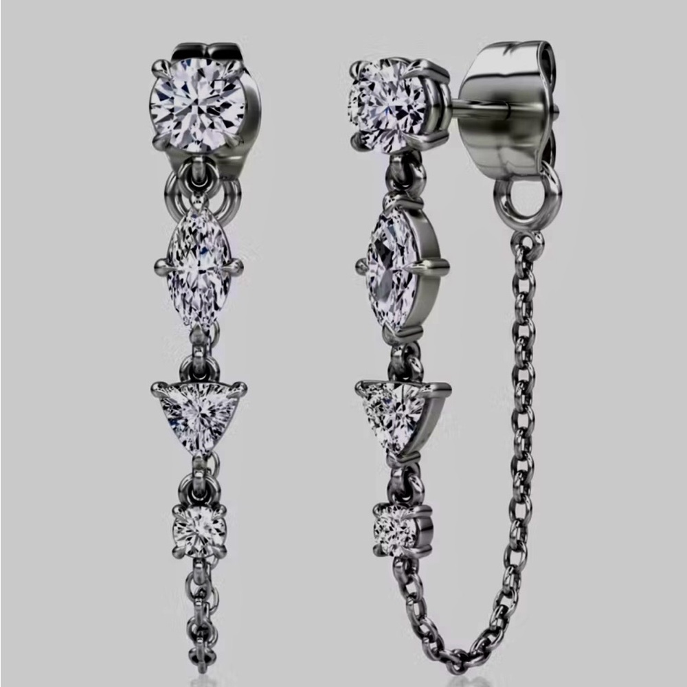 VRAI - Mixed Shape Linked Tennis Earrings